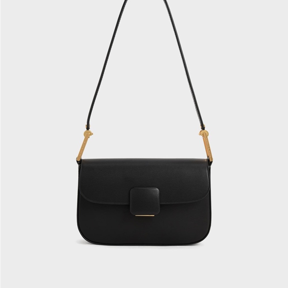 Charles & Keith Koa Square Push-Lock Shoulder Bag